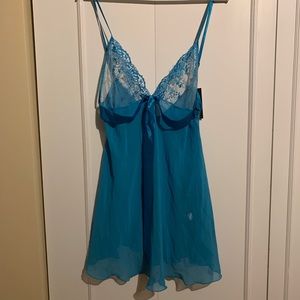 Sexy blue & silky lingerie.